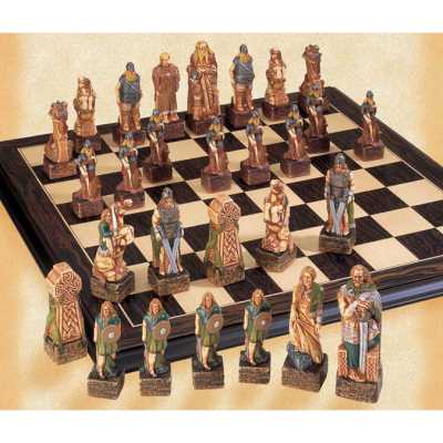 Celtic Hand Decorated Crushed Stone Chess Pieces