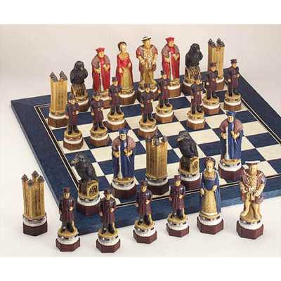 The White Tower Hand Decorated Crushed Stone Chess Pieces