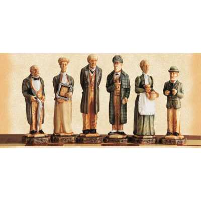 Sherlock Holmes Hand Decorated Crushed Stone Chess Pieces