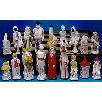Large Lord of the Rings Hand Decorated Crushed Stone Chess Pieces