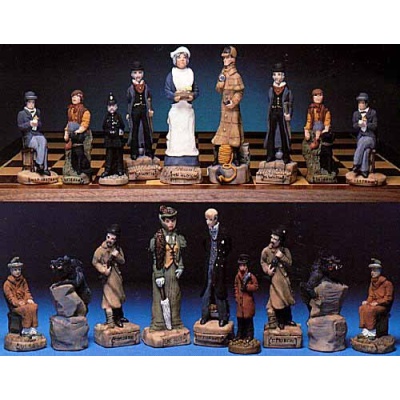 Sherlock Holmes Hand Painted Crushed Stone Chess Pieces