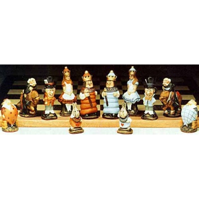 Alice Hand Painted Crushed Stone Chess Pieces