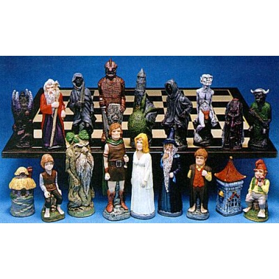 Large Lord of the Rings Hand Painted Crushed Stone Chess Pieces