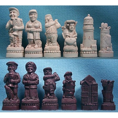 Golfer's Set Crushed Stone Chess Pieces