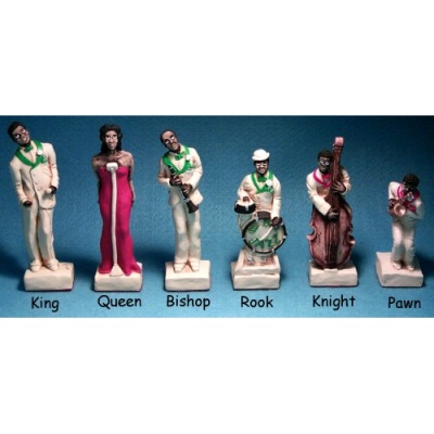 Jazz Hand Decorated Crushed Stone Chess Pieces