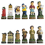 CLEARANCE: Golfer's Set Hand Painted Crushed Stone Chess Pieces