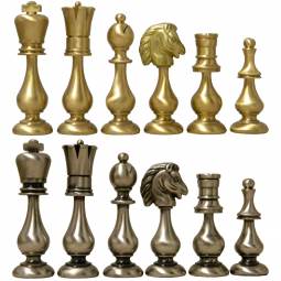 3 3/4" Italian Solid Brass Classic Ornate Staunton Chess Pieces