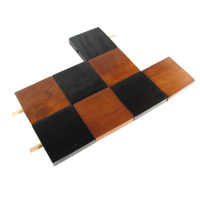 Medium High Gloss Teak / Black Interlocking Chess Board