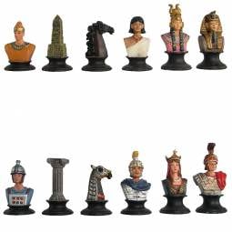 2 1/2" Roman & Egyptian Pewter Chess Pieces