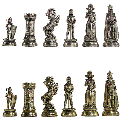 4" Medieval Knights Metal Chess Pieces