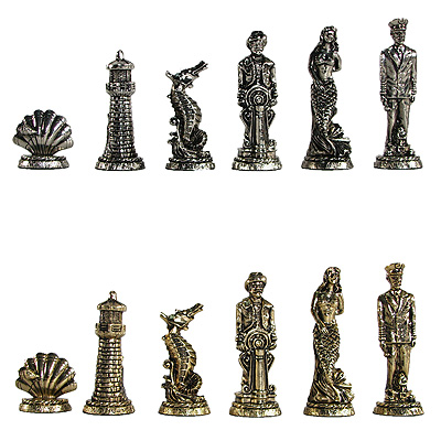 2 3/4'' Pewter Nautical Chess Pieces