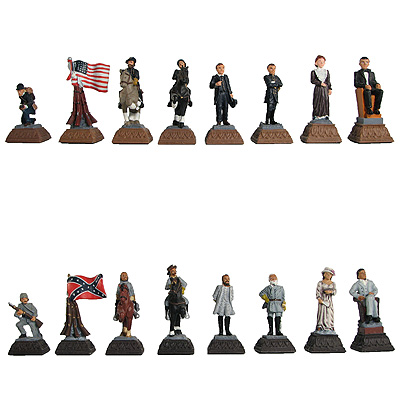 2 1/2" Hand Painted Civil War Pewter Chess Pieces