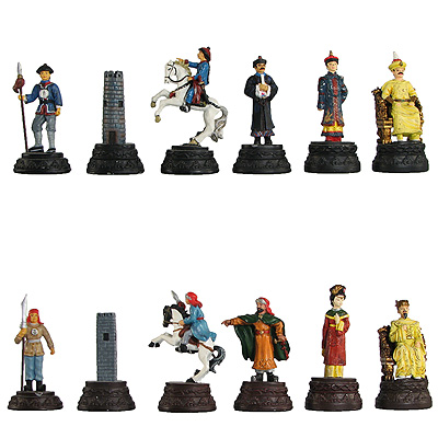 Emperor Dynasty Hand Painted Pewter Chess Pieces