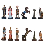 2 1/2" Egyptian vs Roman Hand Painted Polystone Chess Pieces