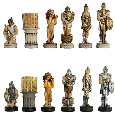 Hand Painted Gladiator Polystone Chess Pieces