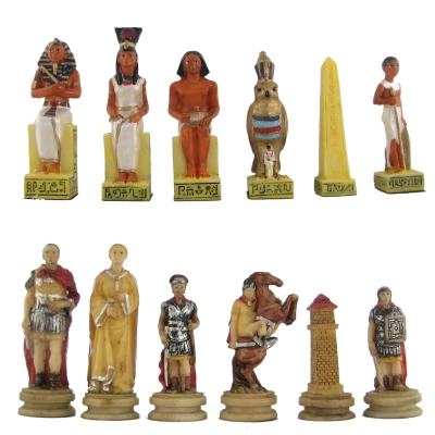 Romans vs. Egyptians Hand Paint Polystone Chess Pieces