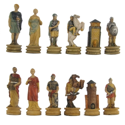 Trojan War Hand Painted Polystone Chess Pieces