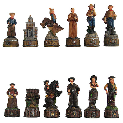 Wild West Hand Painted Polystone Chess Pieces