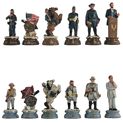 North vs. South Hand Painted Polystone Chess Pieces