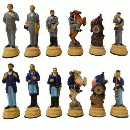 3 1/4" Hand Painted Civil War Polystone Chess Pieces