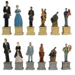 4 1/2" Civil War Theme Hand Painted Polystone Chess Pieces