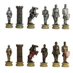 3 1/4" Hand Painted Medieval Knights Polystone Chess Pieces