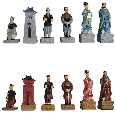 Qin Terra Cotta Army Hand Painted Polystone Chess Pieces