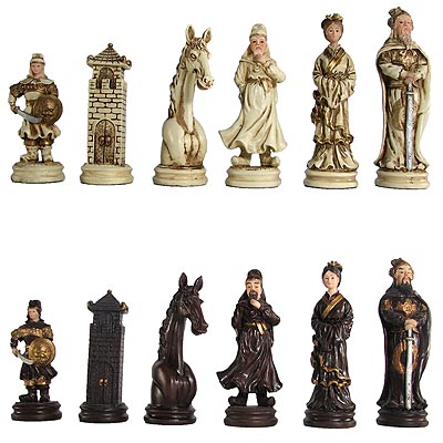 Hand Painted Mulan Polystone Chess Pieces