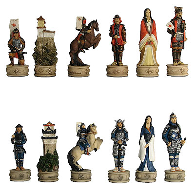 Traditional Samurai Polystone Chess Pieces