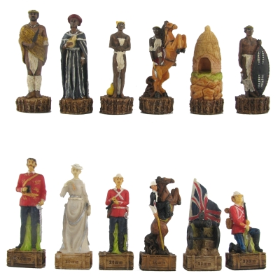 Anglo Zulu War Hand Painted Polystone Chess Pieces