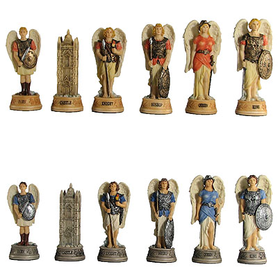Hand Painted Arch Angel Polystone Chess Pieces