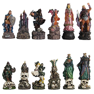 Fantasy Hand Painted Polystone Chess Pieces