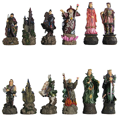 King Arthur Hand Painted Polystone Chess Pieces