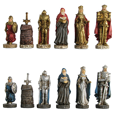 Hand Painted King Arthur Polystone Chess Pieces