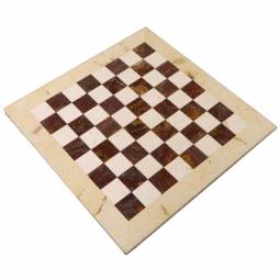 16" Red and Botocino Marble Chess Board with Botocino Border
