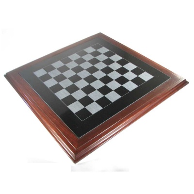 22 1/2" Jet Black Granite Chess Board With Cherry Wood Frame