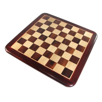 21" Rounded Deluxe Inlaid Chess Board - Crimson Rosewood with 2 1/4" Squares