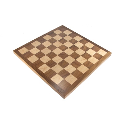 19 1/2" European Inlaid Chess Board - Walnut and Maple with 2 1/8" Squares