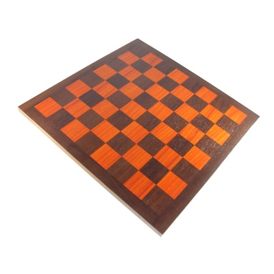 19 1/2" European Inlaid Chess Board - Padouk and Wengue with 2 1/8" Squares
