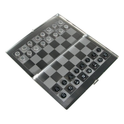 6 1/2" Aluminum Magnetic Checkbook Chess Set