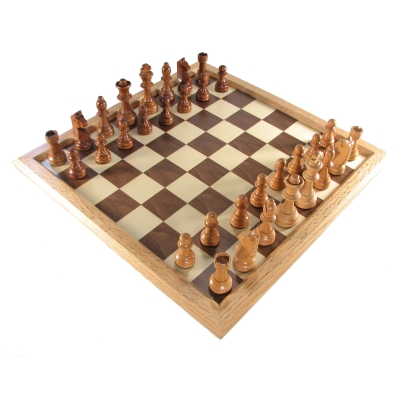 17 1/2" Oak Folding Chess Set