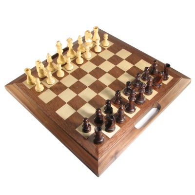 16" Walnut Chess Set with Handle