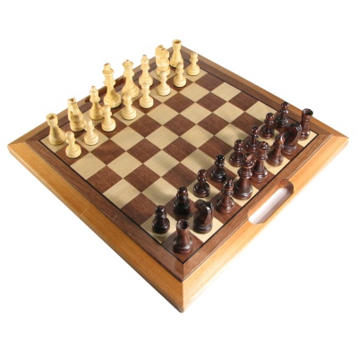 16" Oak Chess Set with Handle