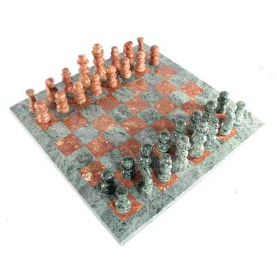 16" Marble Chess Set - Red and Green