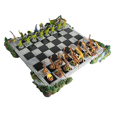 Dinosaurs Polystone & Pewter Chess Set
