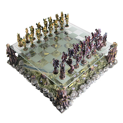 Pewter and Glass Fairy Chess Set