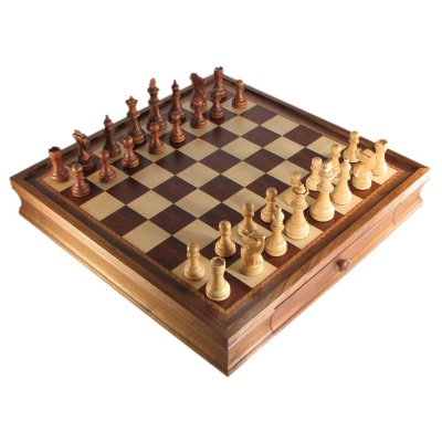 19" Chess and Checker Set w/ Storage Drawers