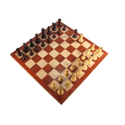 3" Crimson Legionnaires Chess Set with Padouk Board