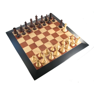 4" MoW Cardinal Rosewood Eques Set with Pyramidal Board and Box