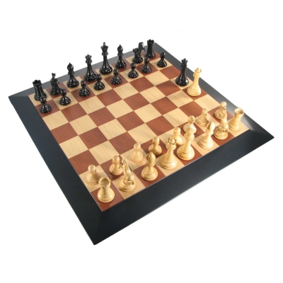 4" MoW Ebony Wood Eques Set with Pyramidal Board and Box